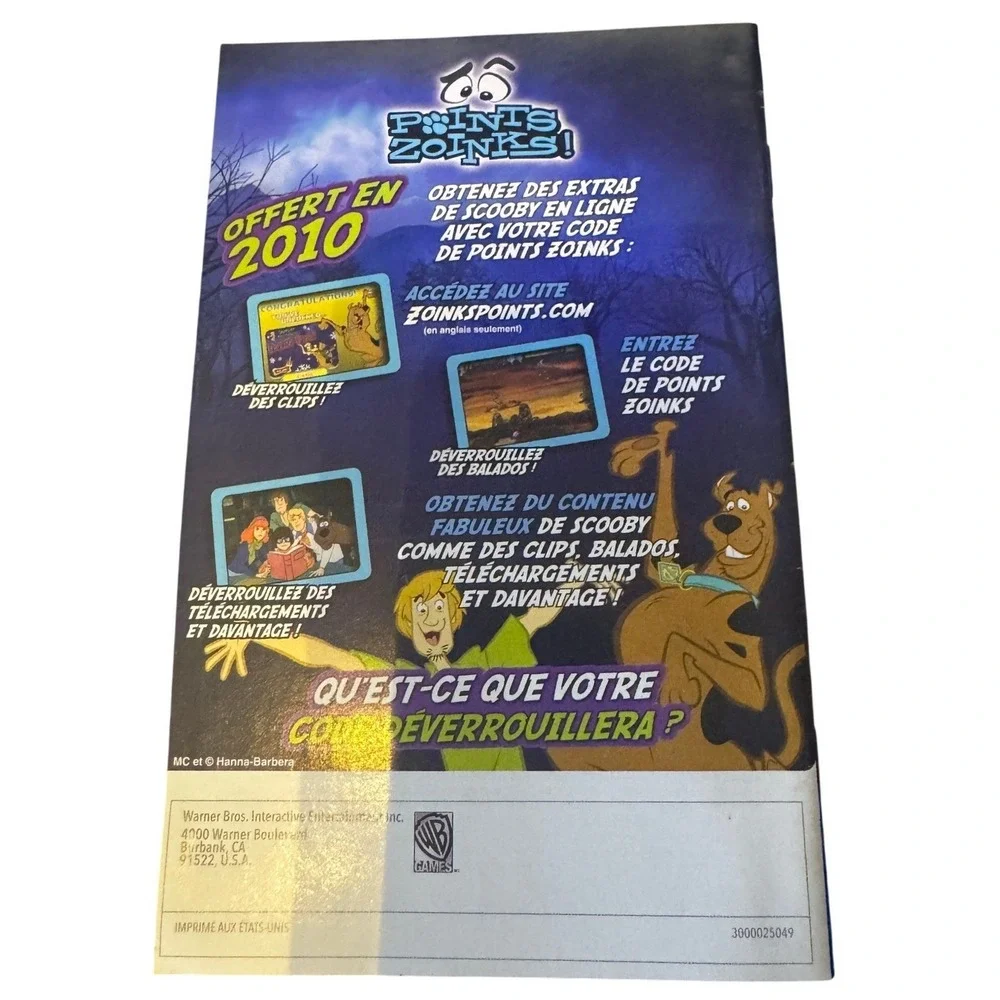 Scooby-Doo First Frights Nintendo Wii Manual French Guide D'utilisation